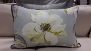 cushions grey yellow flower