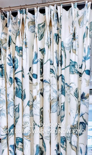 sale curtains navy floral linen