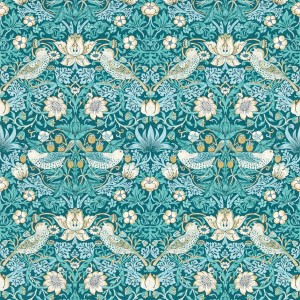 strawberry Theif teal fabric William Morris